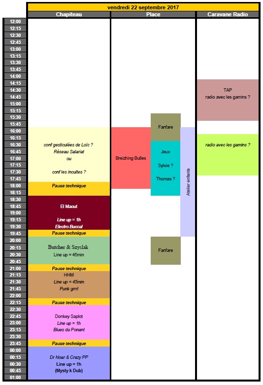 programmation kermesse des pikez vendredi 22 septembre